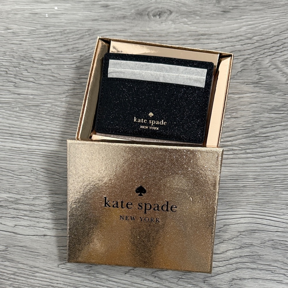 Kate Spade Black Glitter Card Holder